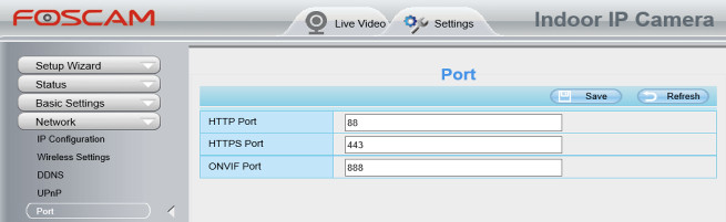 Foscam network ports