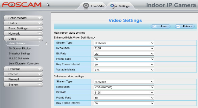 Foscam stream selection